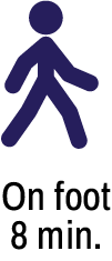 on foot 8min